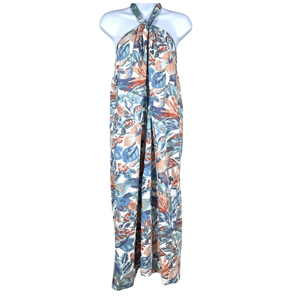 Faherty Bay Twist Halter Midi Dress Sz XS Paradise Blossom Floral Organic Beachy